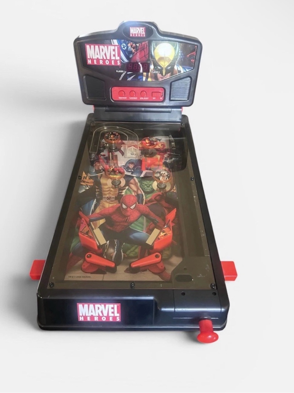 Marvel Heroes 2006 Table-Top Mini Pinball Machine WORKS 19" Play Area